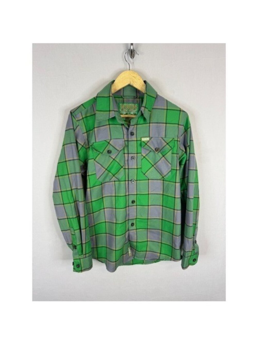 Dixxon Flannel Co The Auld Pub Green Grey Plaid D-Tech Shirt Mens XS